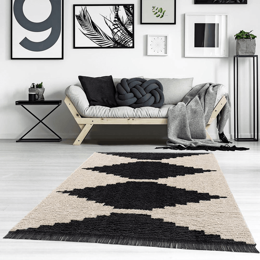 Allure Modern Area Rug, Black/Ivory