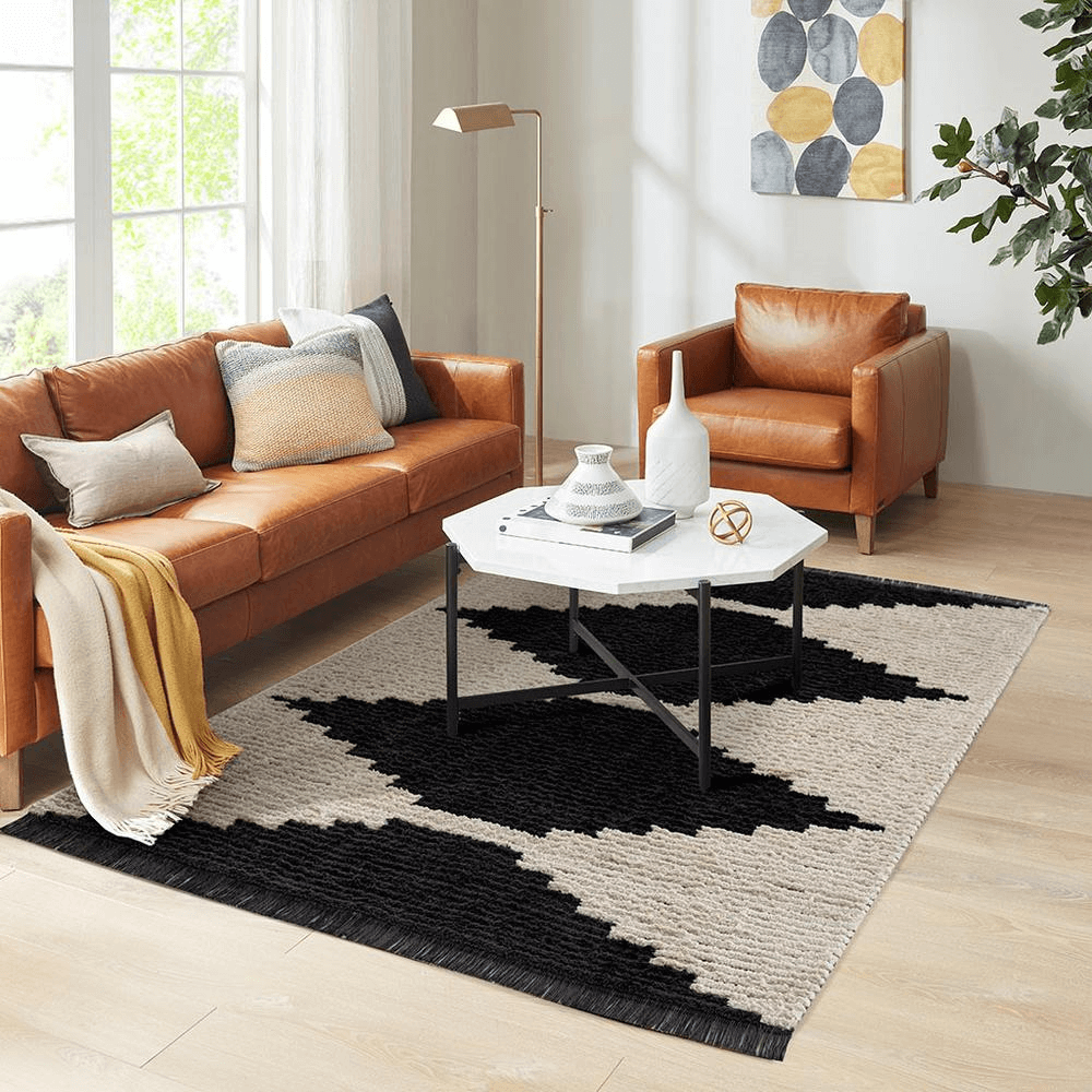 Allure Modern Area Rug, Black/Ivory