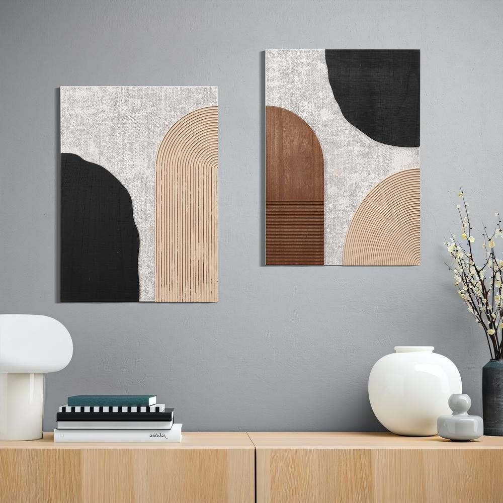 Terra Abstract Rectangular Wood Wall Decor, 2-pc